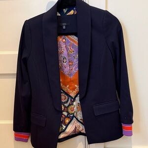 DREW Navy Blazer with Patterned Lining
